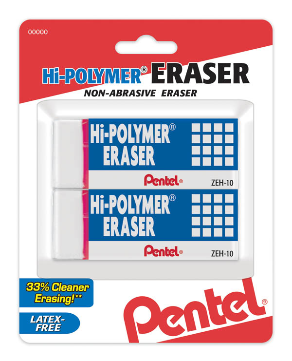 Pentel Hi-Polymer Block Eraser, Large White, Latex Free 1-Pack