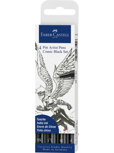 Pitt Artist Pens Comic Black Set