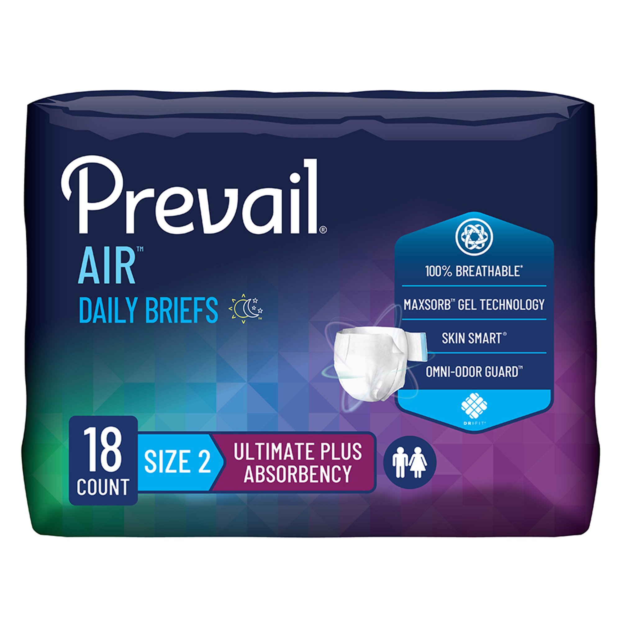 Prevail Air Stretchable Ultimate Plus Absorbency Briefs, Size 2 MK 1183653