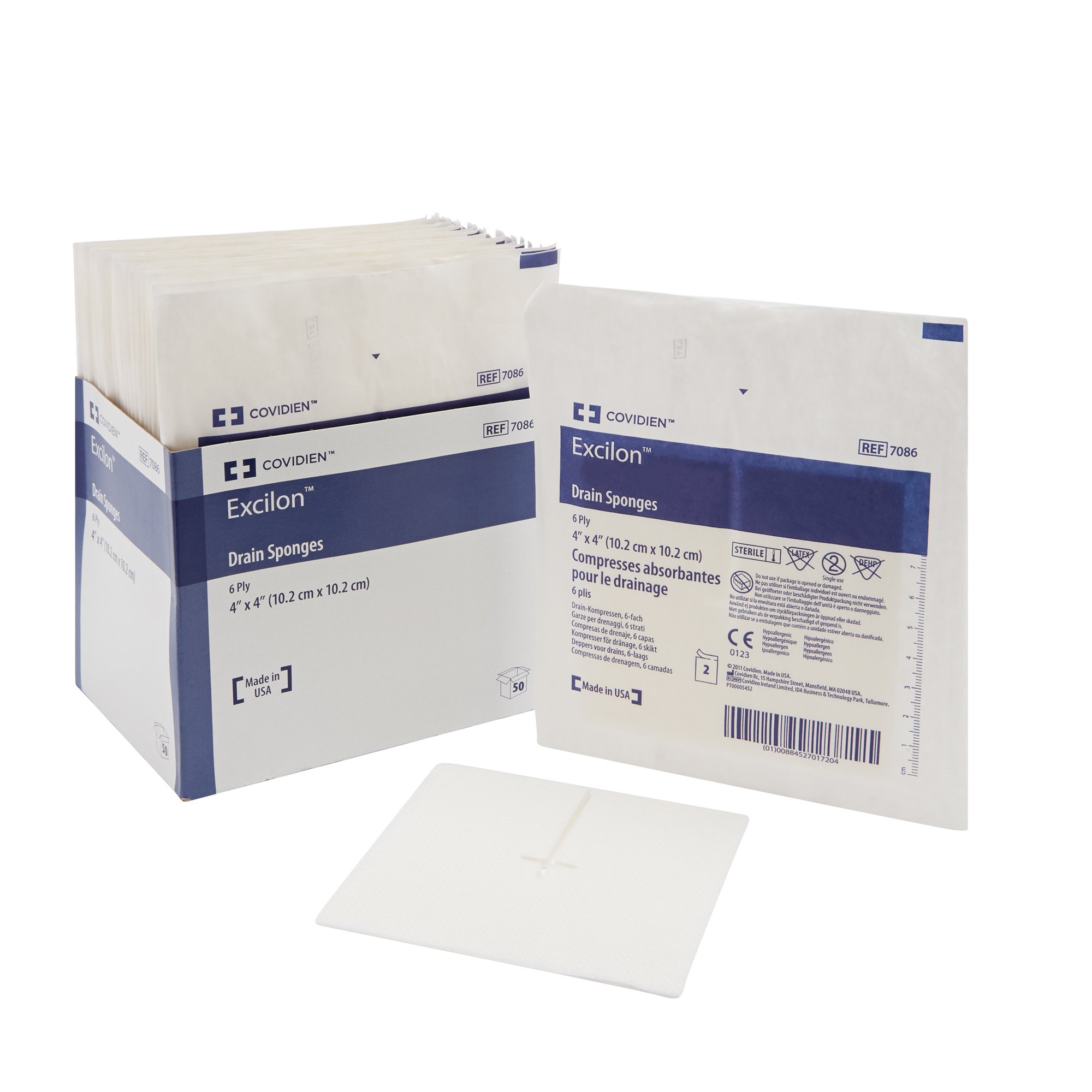 Excilon I.V. / Drain Split Dressing, 4 x 4 Inch, 6-Ply MK 401587