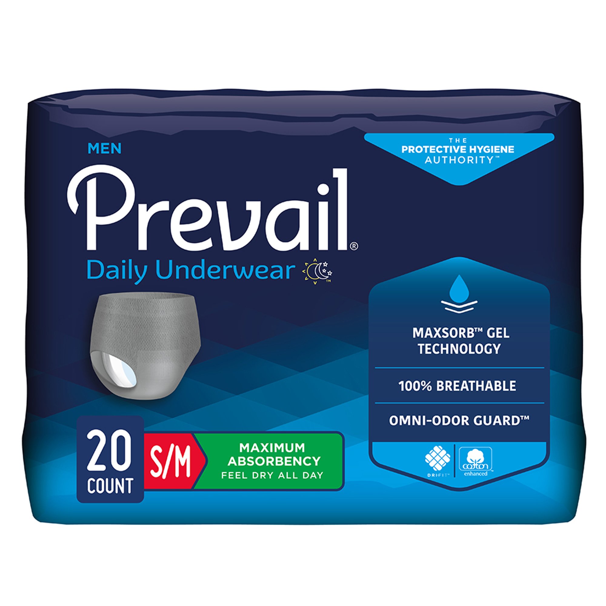 Prevail Men's Daily Maximum Absorbent Underwear, Small / Medium MK 889079