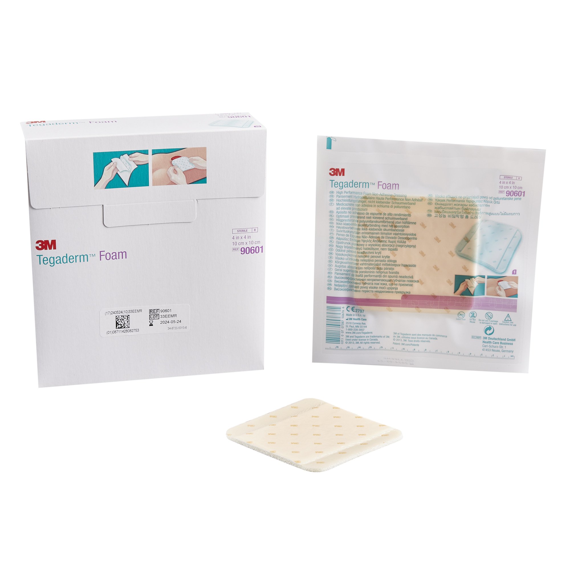 3M Tegaderm High Performance Nonadhesive without Border Foam Dressing, 4 x 4 Inch MK 688562