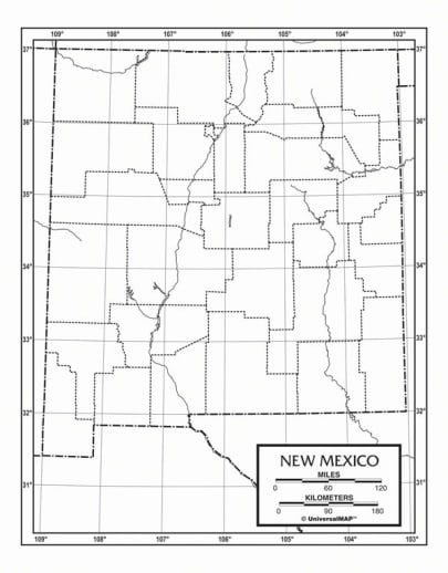 New Mexico Map Paper single (8+" x 11")