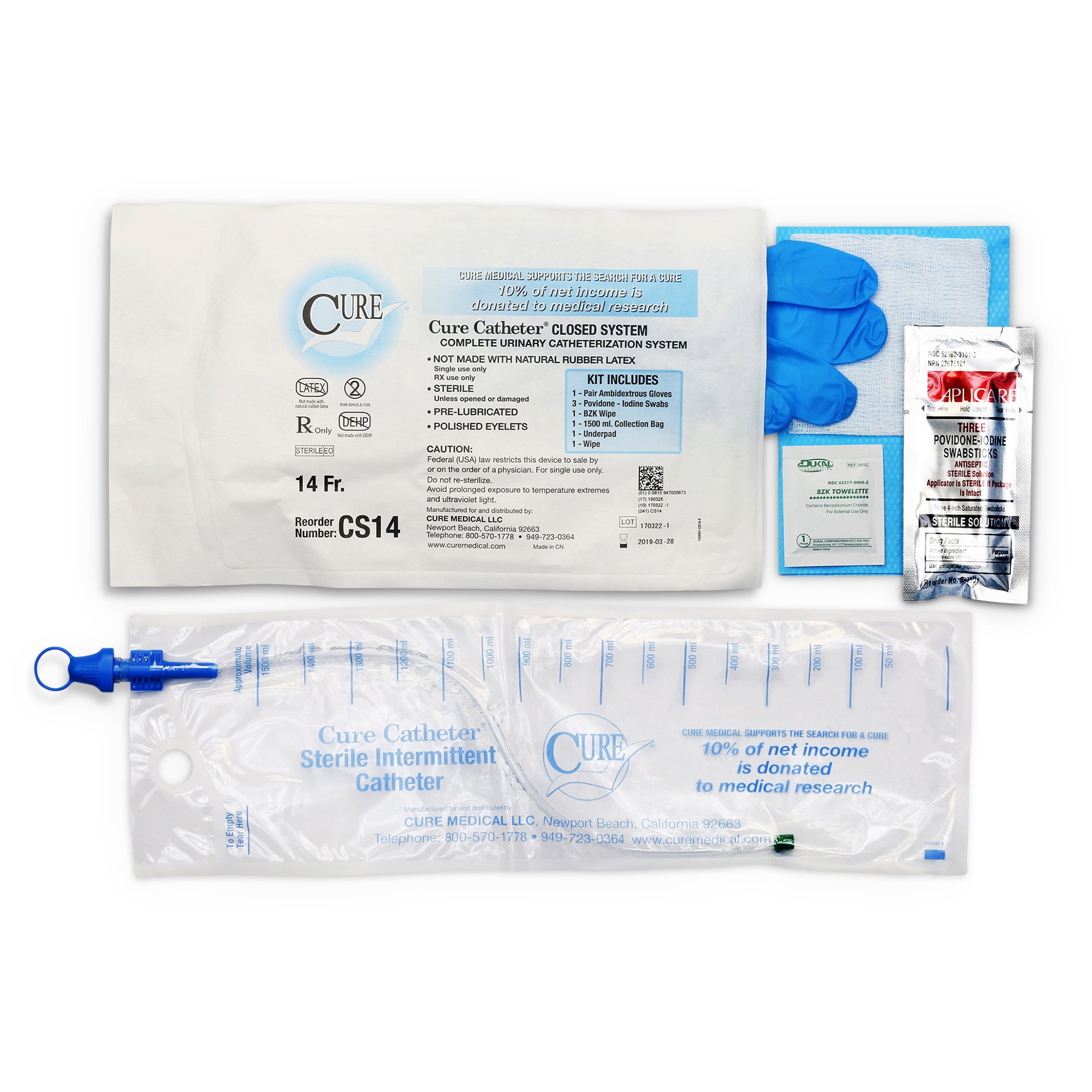 Cure Catheter Intermittent Catheter Kit, 14 Fr. MK 701377