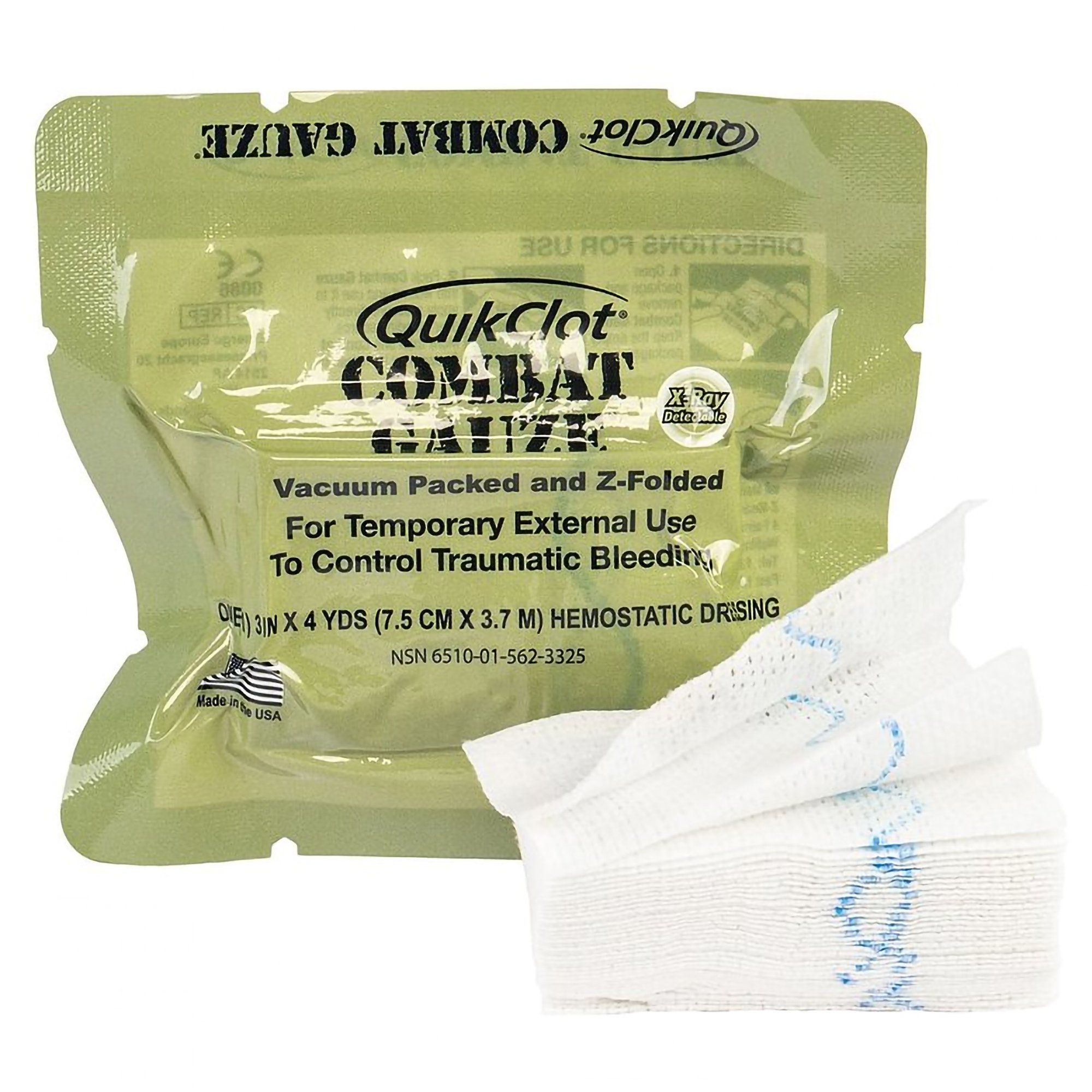 QuikClot Combat Gauze Hemostatic Dressing, 3 Inch x 4 Yard MK 1019198