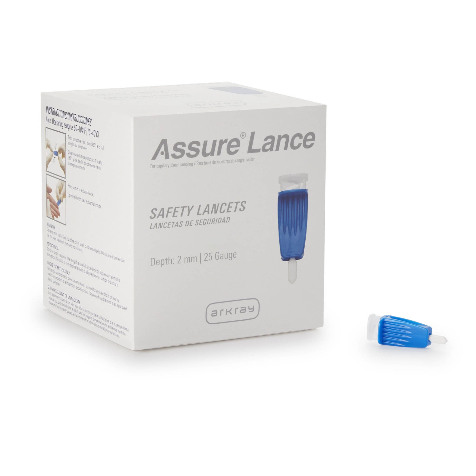 Assure Lance 25G Safety Lancets, 25 gauge, 2 mm Depth, Dark Blue MK 671525