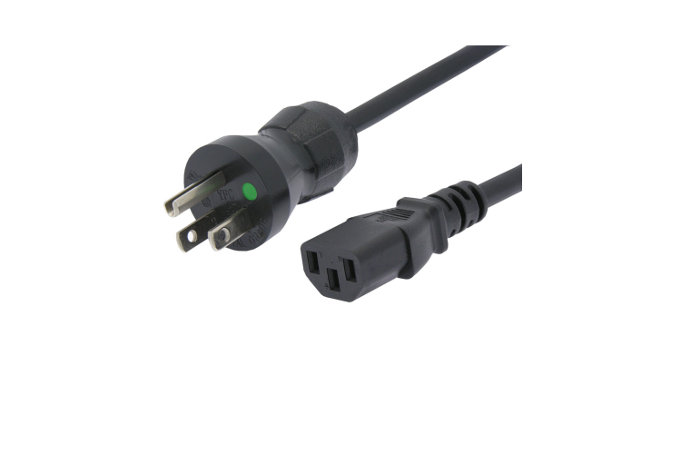 15Ft Hospital Grade Power Cord – NEMA 5-15P to IEC C13, SJT 18/3 AWG, Black Jacket