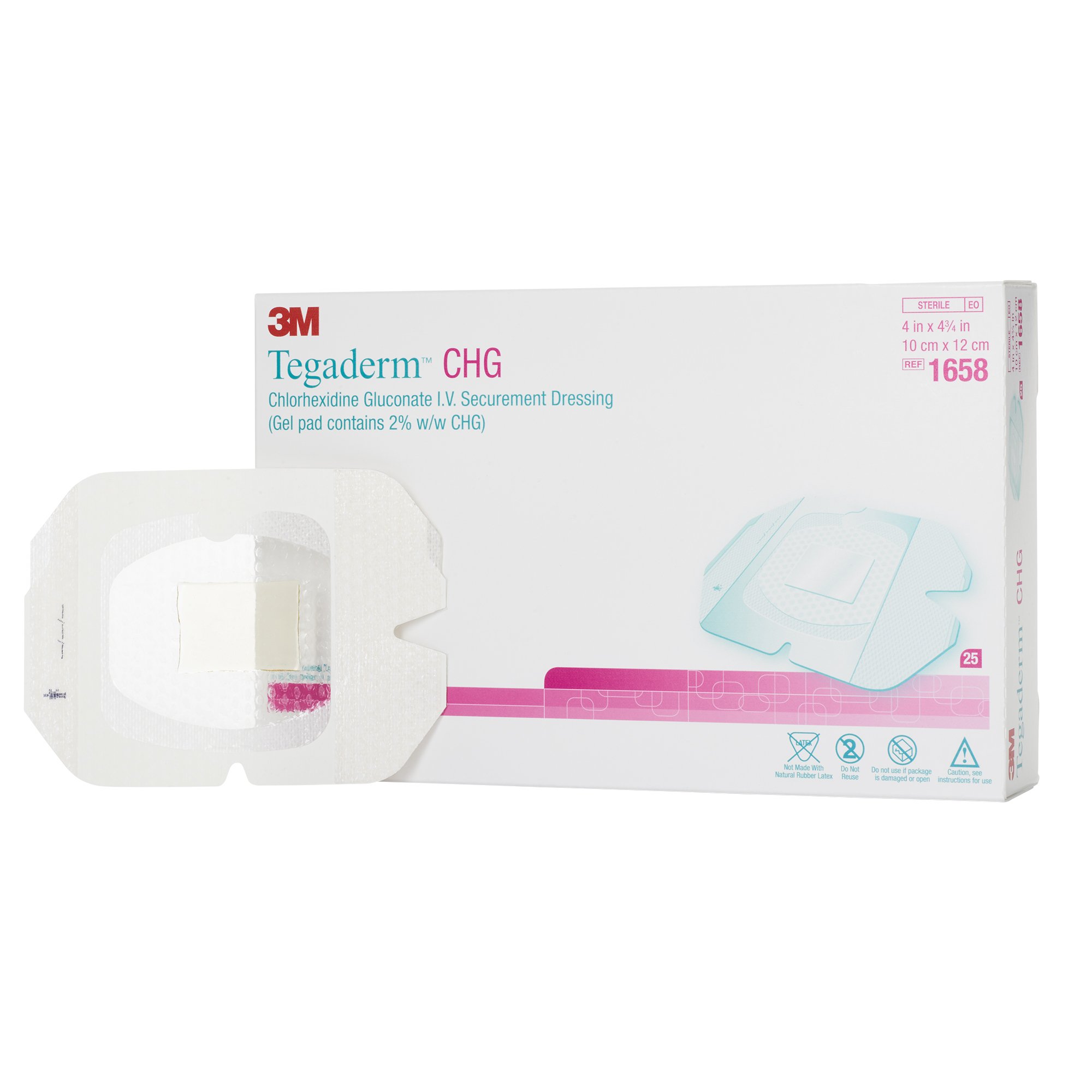 3M Tegaderm CHG I.V. Securement Dressing, 4 x 4 Inch MK 663783