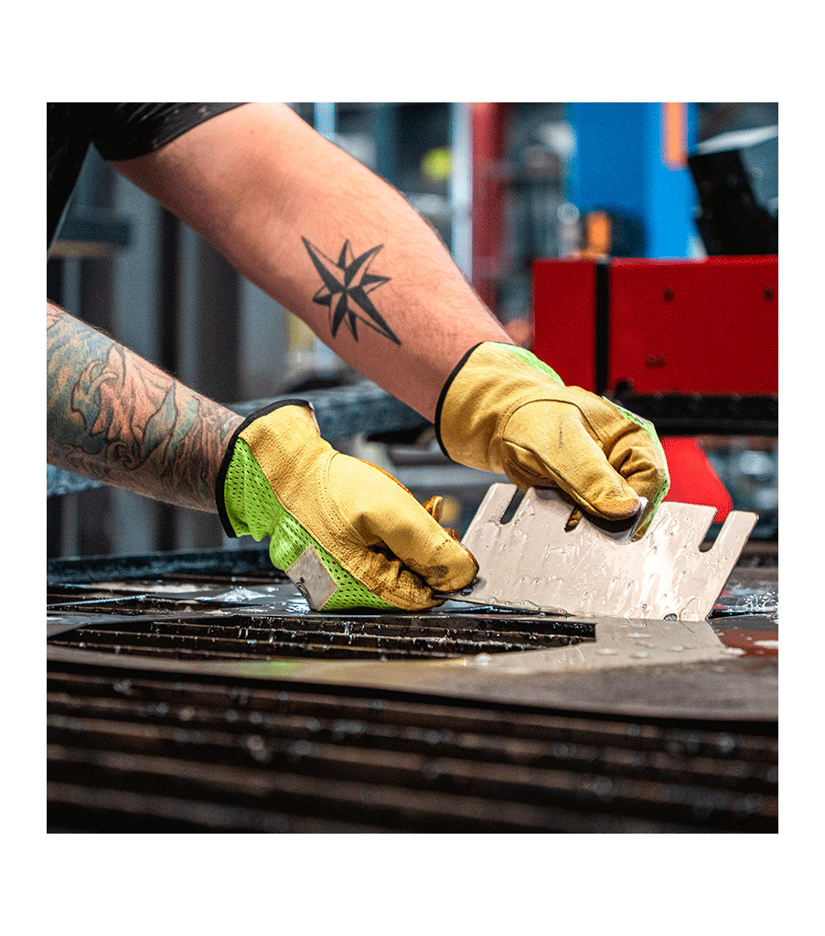 Hi-Vis Green Mesh & Grain Pigskin Palm, Green, large image number 3