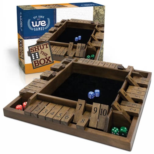 WE Games Shut The Box - 4 Player Game - Travel Size
