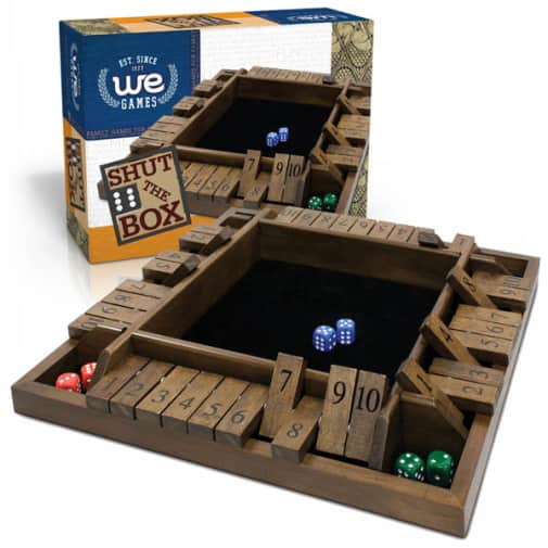 WE Games Shut The Box - 4 Player Game - Travel Size