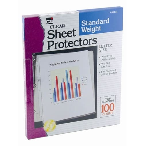 Sheet Protectors - Standard Weight - Clear (100/Bx)