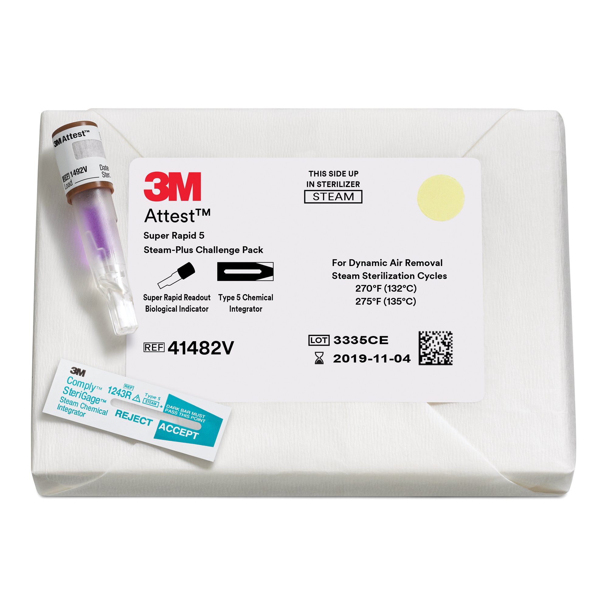 3M Attest Super Rapid 5 Steam-Plus Sterilization BI Challenge Pack MK 1026077
