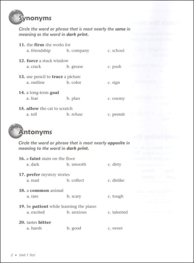 Vocabulary Workshop Enriched Test Booklet Form B Grade 3 (green)