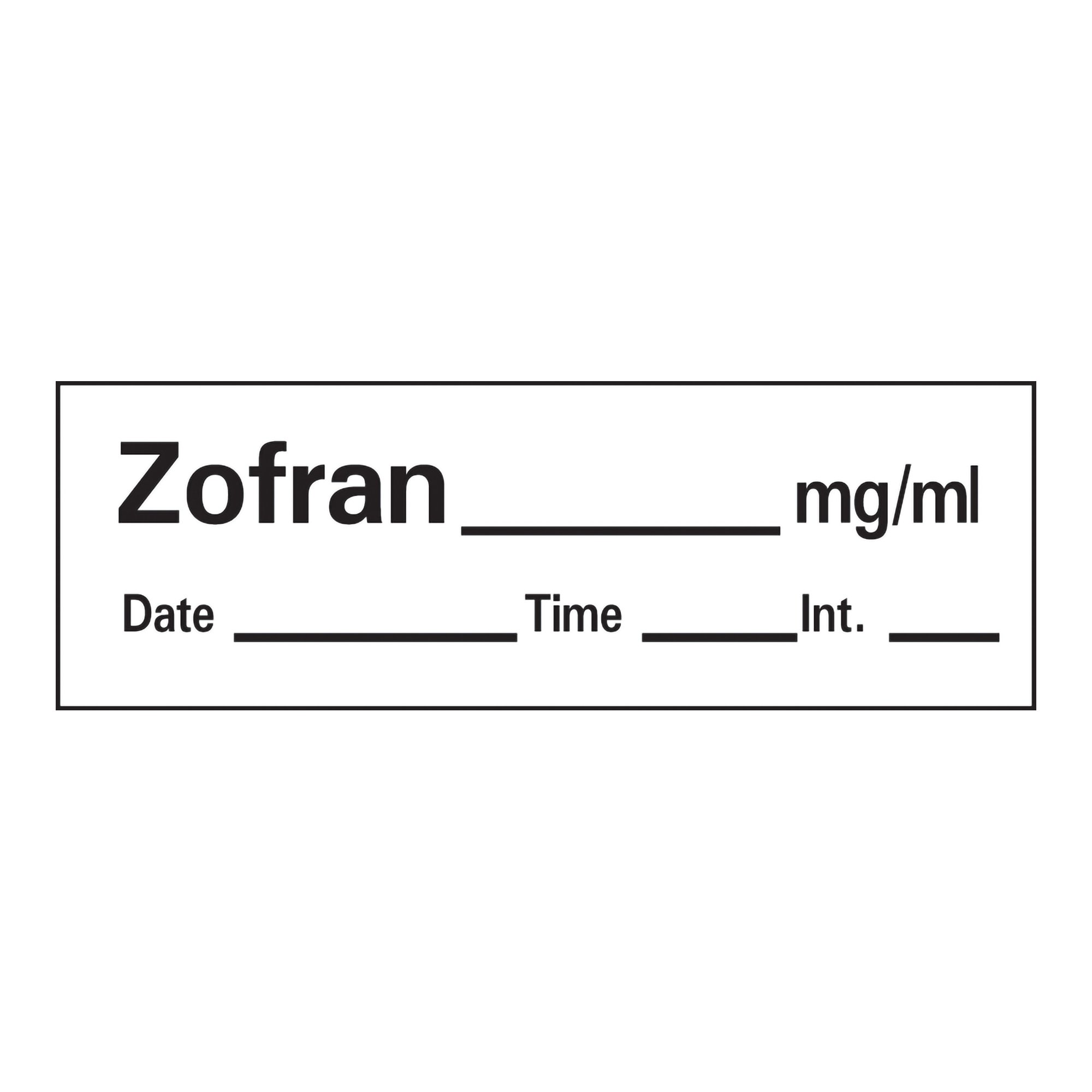 Barkley Zofran_mg/mL Date_Time_Int_ Anesthesia Label Tape, 1/2 x 1-1/2 Inch MK 491538