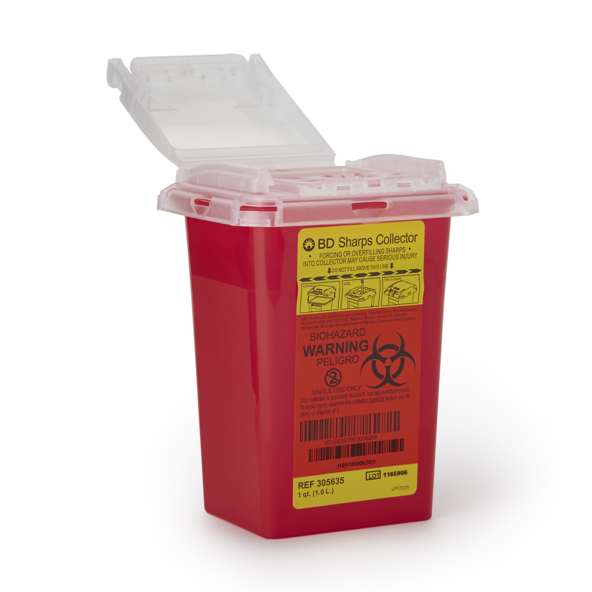 BD Multi-purpose Sharps Container, 1 Quart, 7 x 4.9 x 3.9 Inch MK 471225