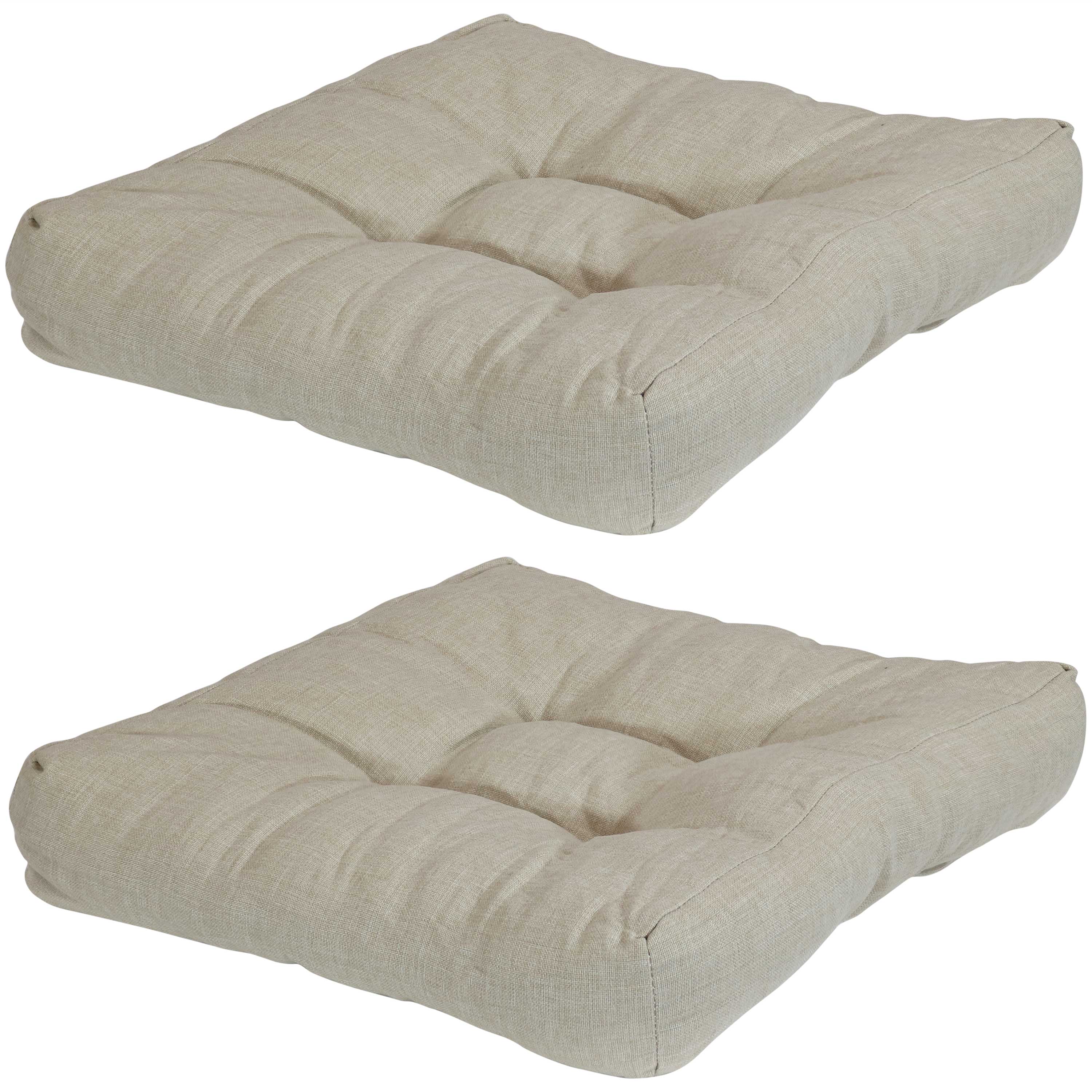 Sunnydaze Set of 2 Tufted Indoor/Outdoor Seat Cushions - Beige