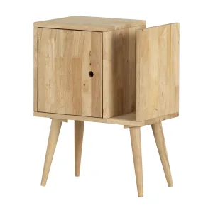 Mesa lateral de madera sólida con almacenamiento