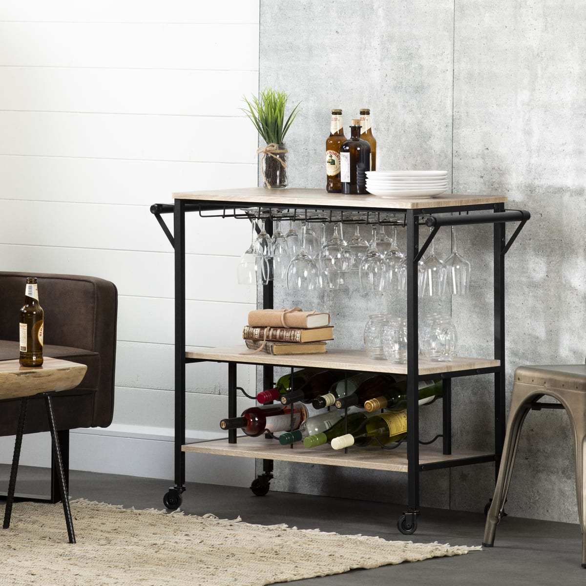 Munich Bar Cart with Wine Rack Munich Bar Cart with Wine Rack