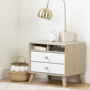 2-Drawer Nightstand with Open Storage