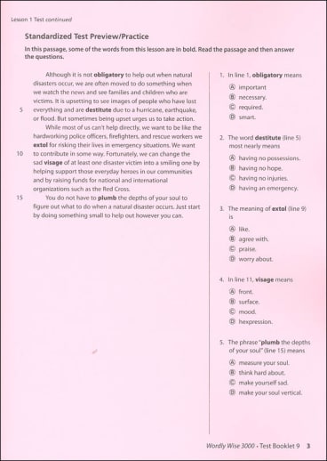 Wordly Wise 3000 Book 9 Test Book, 4th Edition