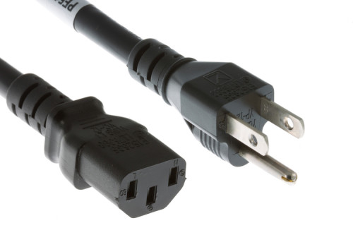 Image of AC power cord, C13 to 5-15p, 14 AWG, 4ft, Black