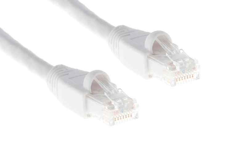 Cat6A Shielded Ethernet Patch Cable, Half-moon Boot, 2 ft, White