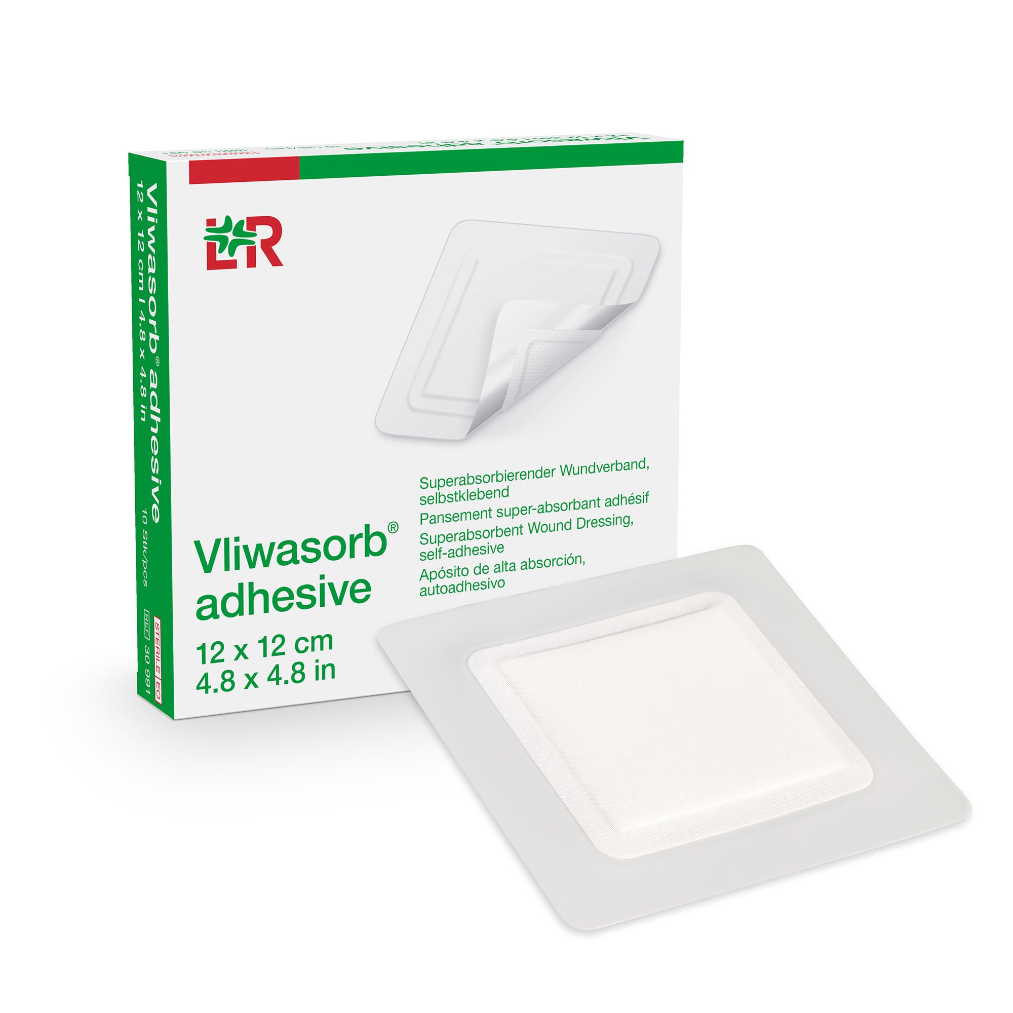 Super Absorbent Dressing Vliwasorb Border Polyacrylate Adhesive 5 X 5 Inch Square MK 1254653