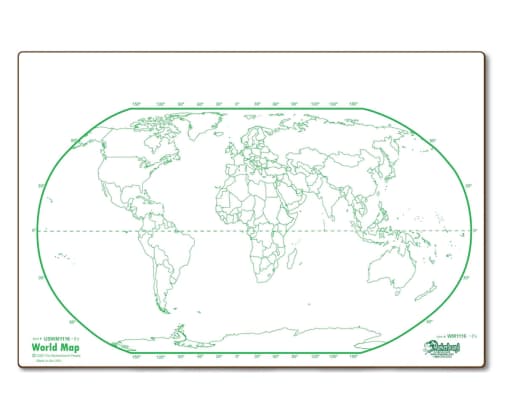 World Map Dbl Sided Dry Erase Board 11" x 16"