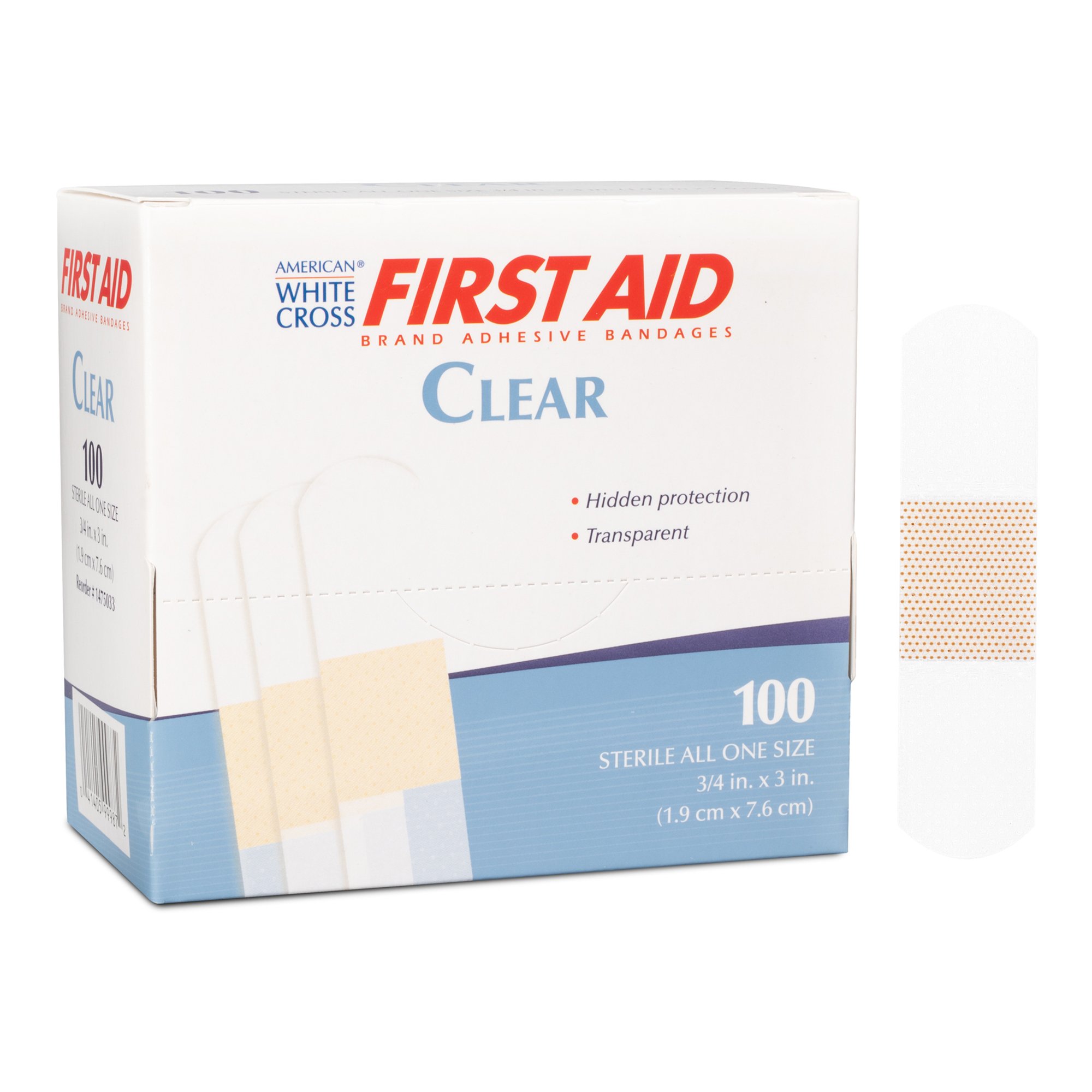 American White Cross First Aid Clear Adhesive Strip, 4 x 3 Inch MK 300794