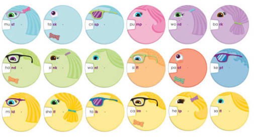 Word Wheels: Ending Blends Colorful Cut-Outs