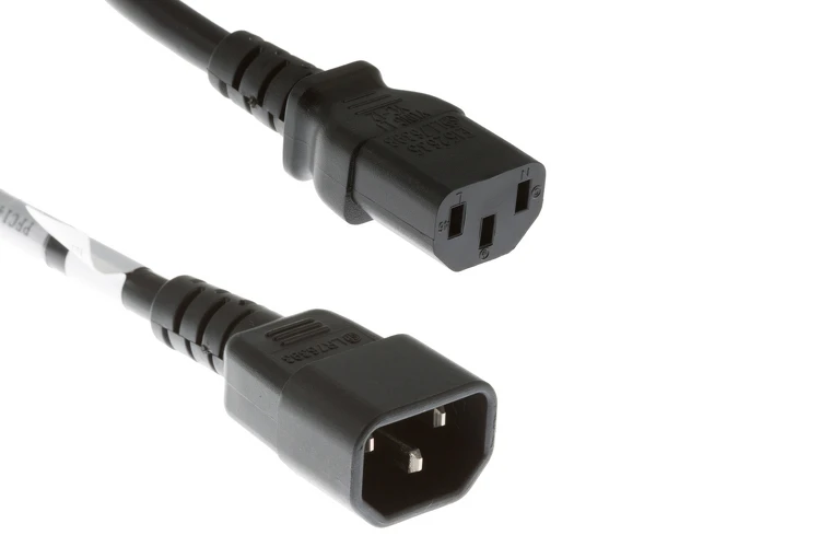 AC Power Cord,  C13 to C14,  18AWG, 25ft, Black