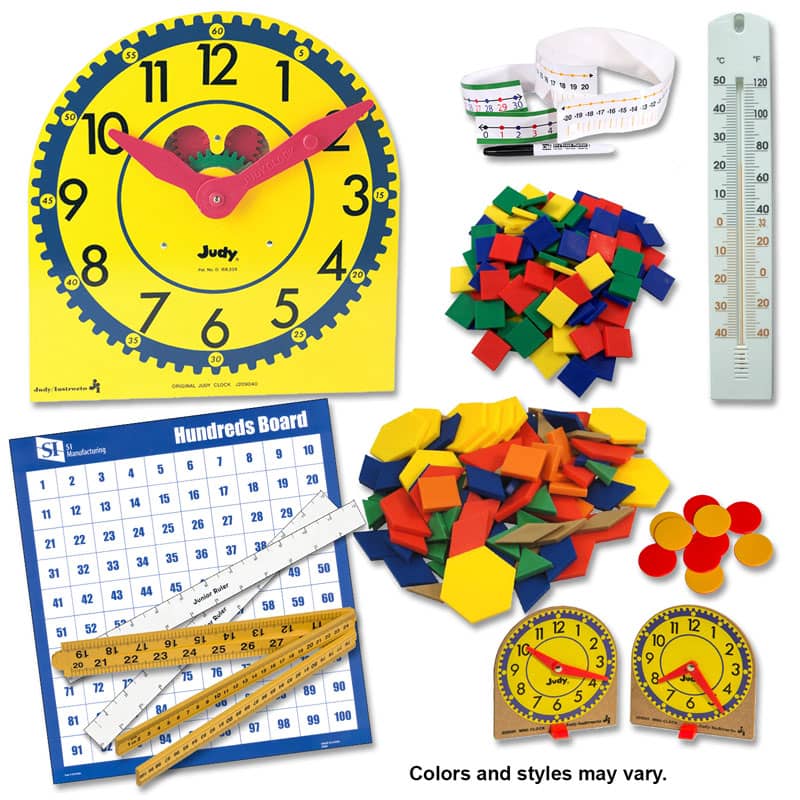 Saxon Math Manipulative Kit 3 (Basic Plastic Pattern Blocks, Judy Clock, Optional Items)