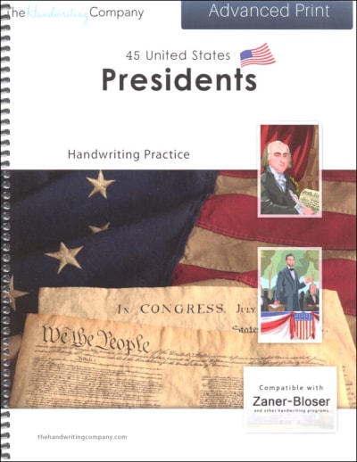 45 United States Presidents Character Writing Worksheets Zaner-Bloser Advanced Print