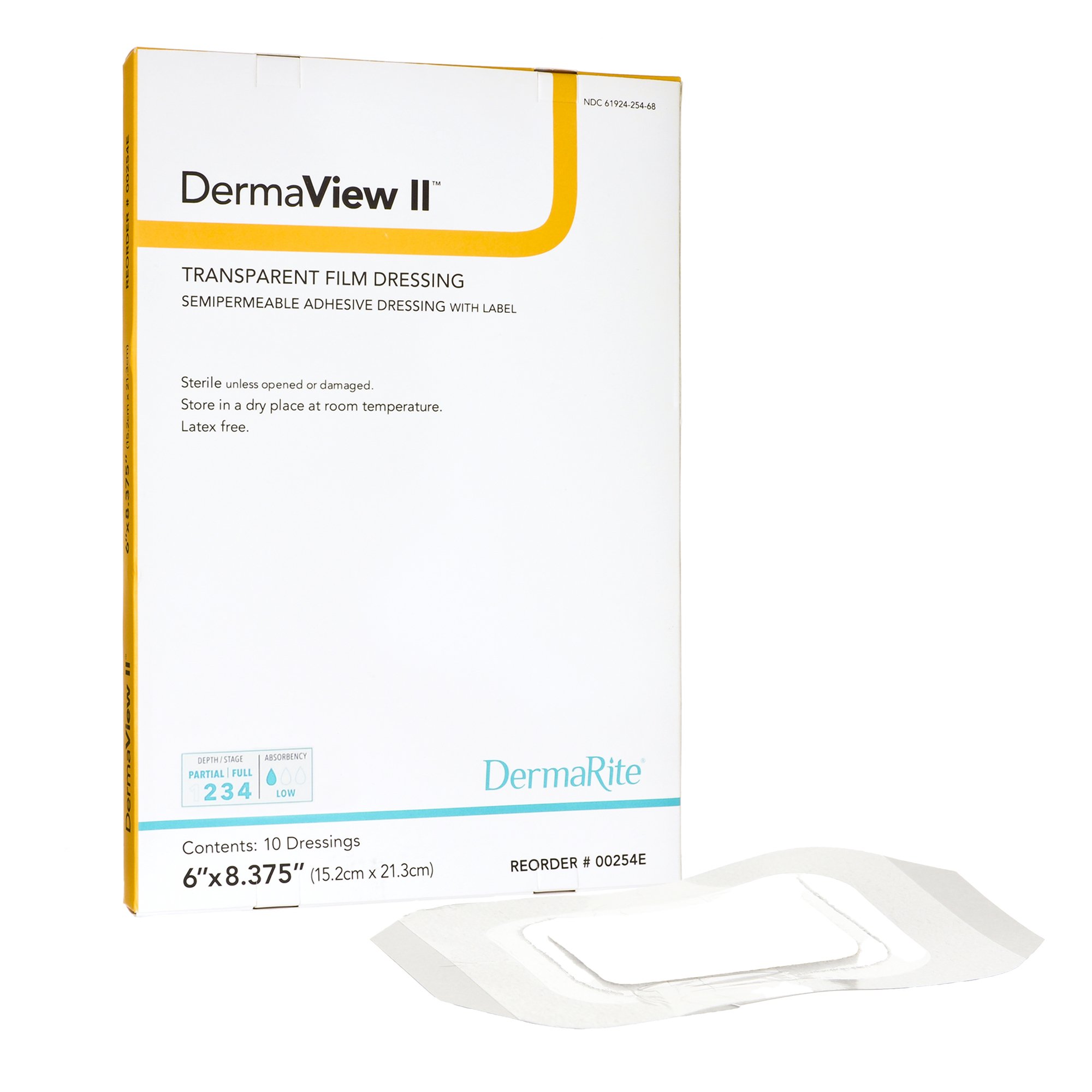 DermaView II Transparent Film Dressing with Border, 6 x 8-3/8 Inch MK 727083