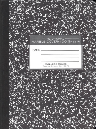 Composition Book, College Rule, 100 Sheets, Black & White