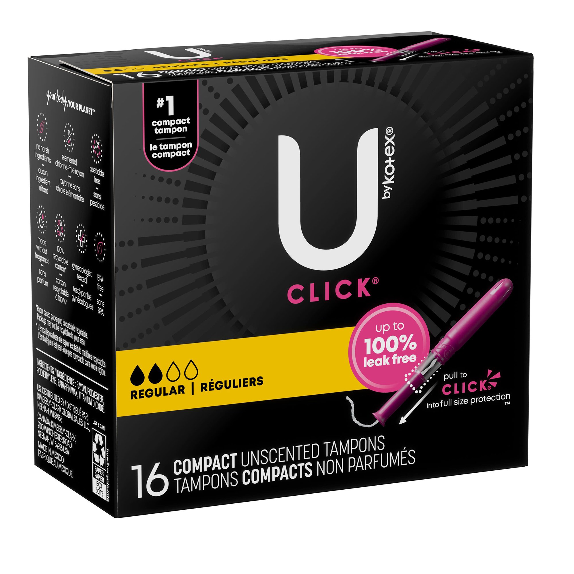 U By Kotex Click Compact Tampons, Regular MK 1184198