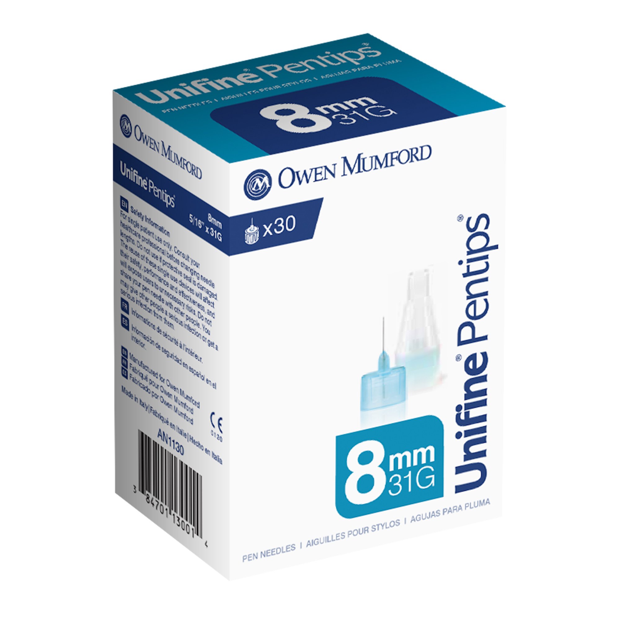 Unifine Pentips Standard Insulin Pen Needle, 31 Gauge, 8 mm Length MK 1233058