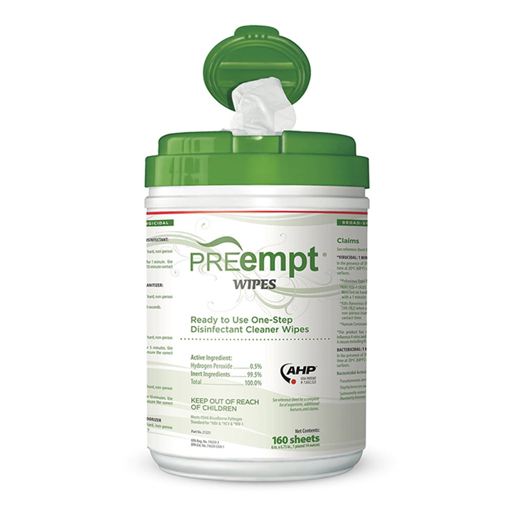 PREempt Hydrogen Peroxide Surface Disinfectant Cleaner Wipes MK 1044095