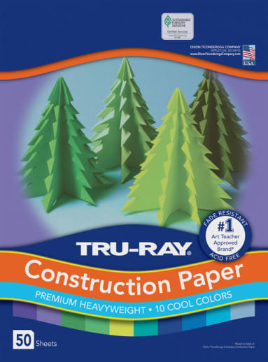 Tru-Ray Sulphite Cool Assorted Construction Paper  9" x 12" - 50 Sheets