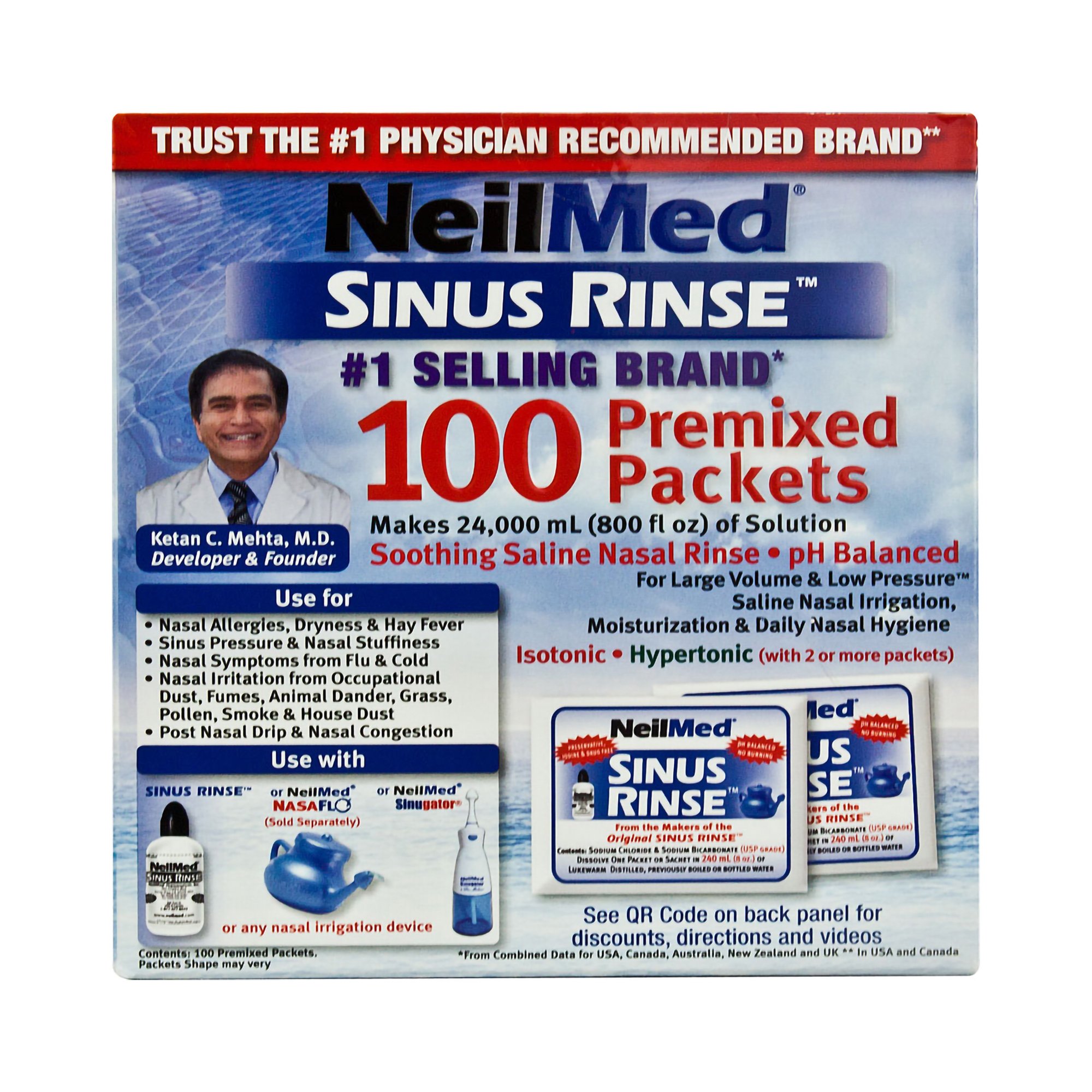 NeilMed Sinus Rinse Saline Nasal Rinse Refill Kit MK 949381