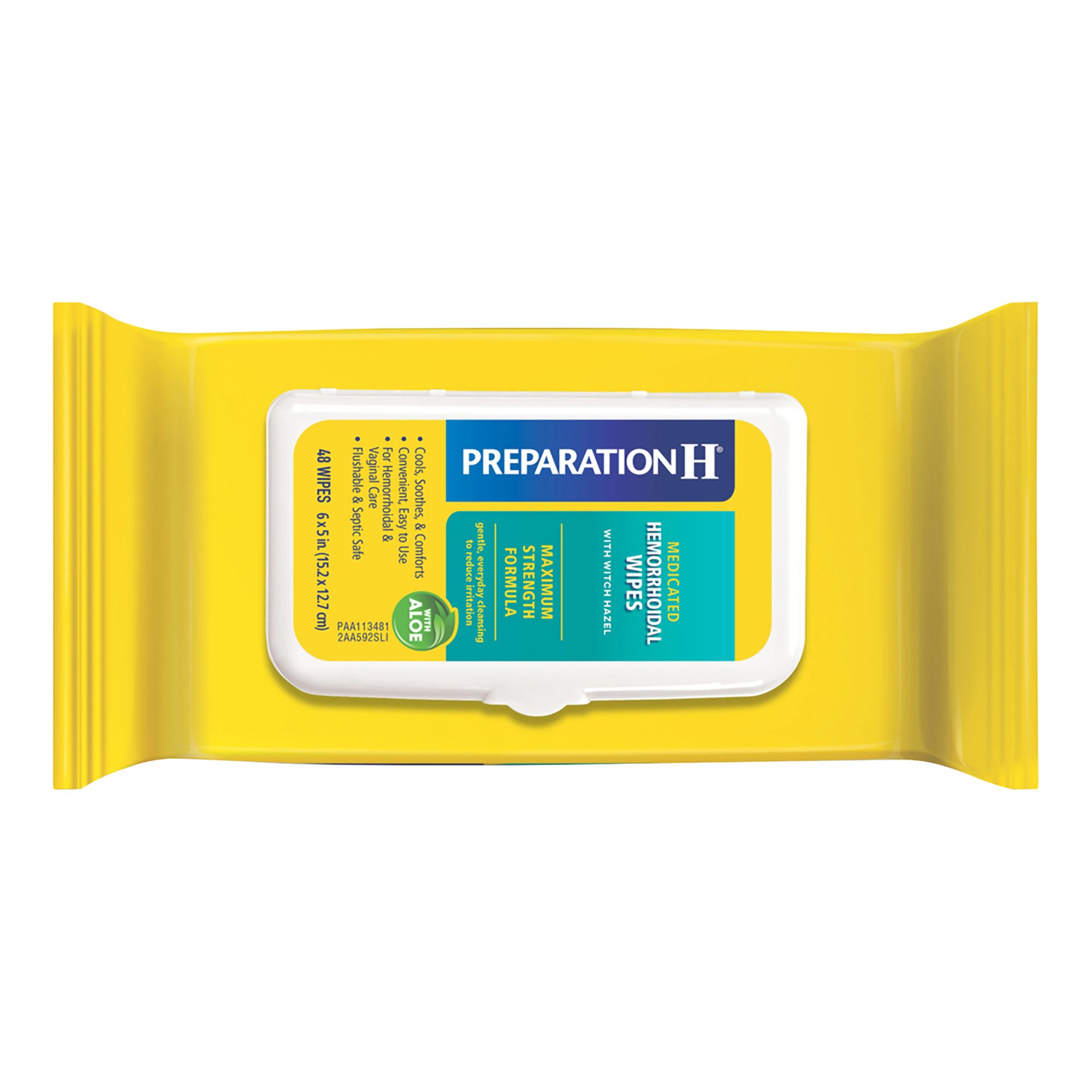 Preparation H Medicated Hemorrhoidal Wipes w/ Witch Hazel & Aloe, Max Strength MK 761950