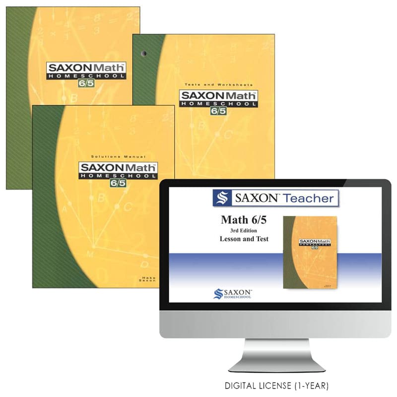 Saxon Math 6/5 Homeschool Kit + Saxon Teacher Digital License 1 year 3rd Edition
