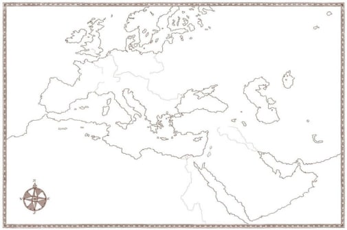 Ancient and Medieval Map - Large Foldable Blank (24" x 36")