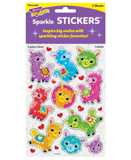 Llama Love Sparkle Stickers