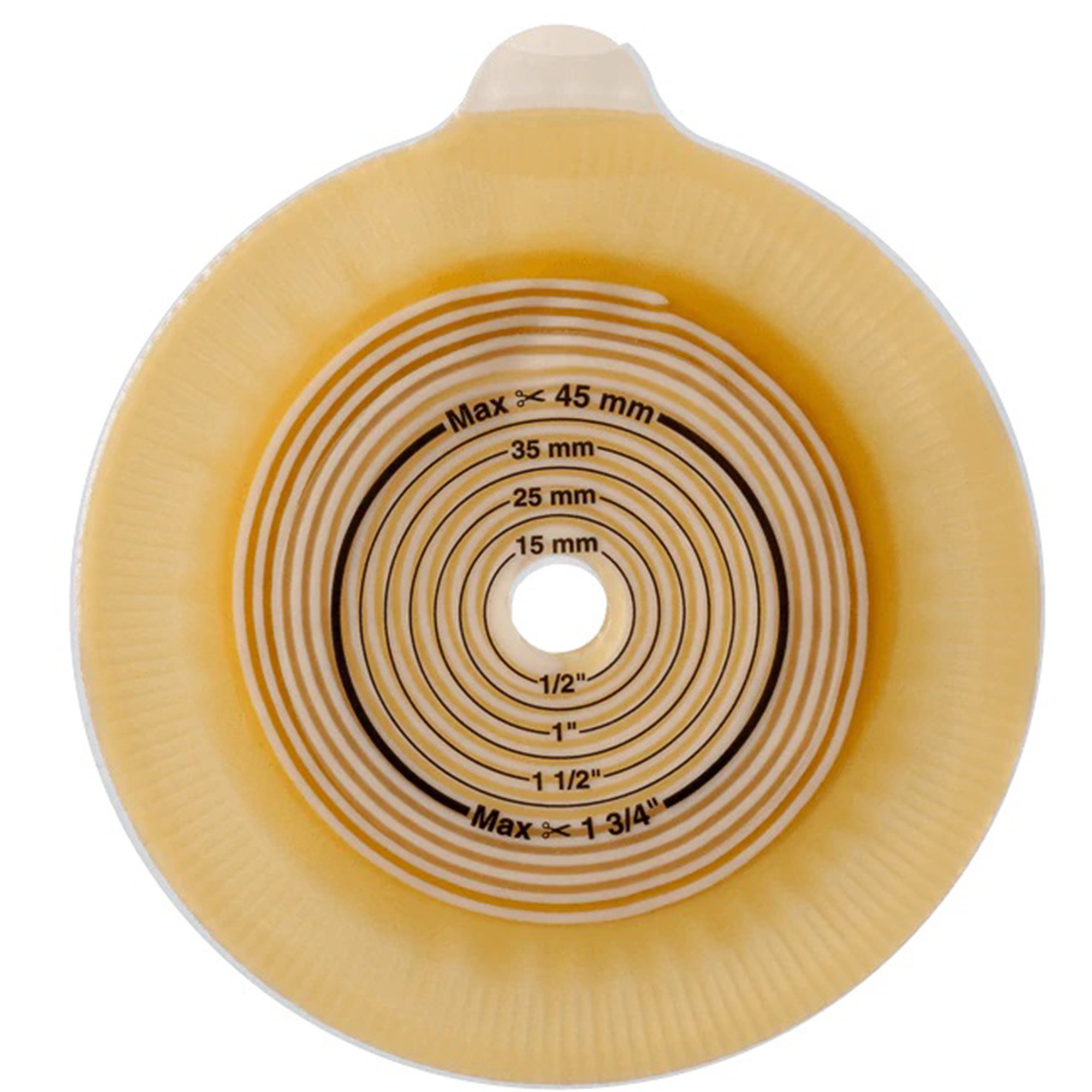 Assura Flat Ostomy Barrier, Trim to fit 10  35 mm Stoma Opening, Green Match MK 518898