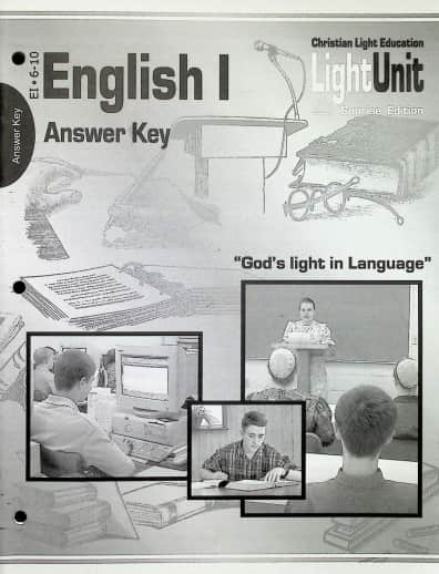 Christian Light English I LightUnit Answer Key 6-10 Sunrise Edition