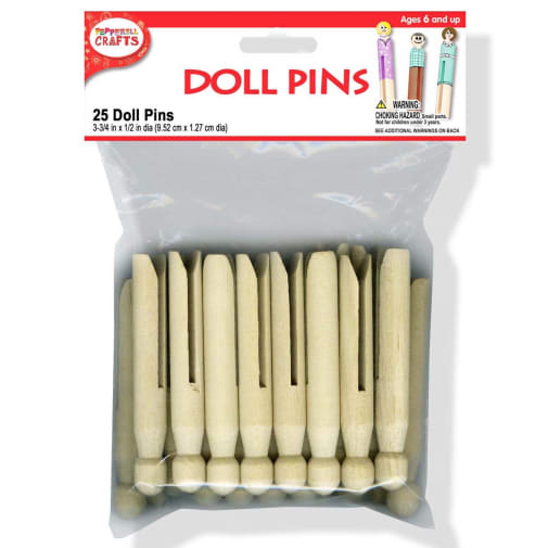 Doll Pins Wooden Clothespins (25 doll pins) 3-3/4" x 1/2"