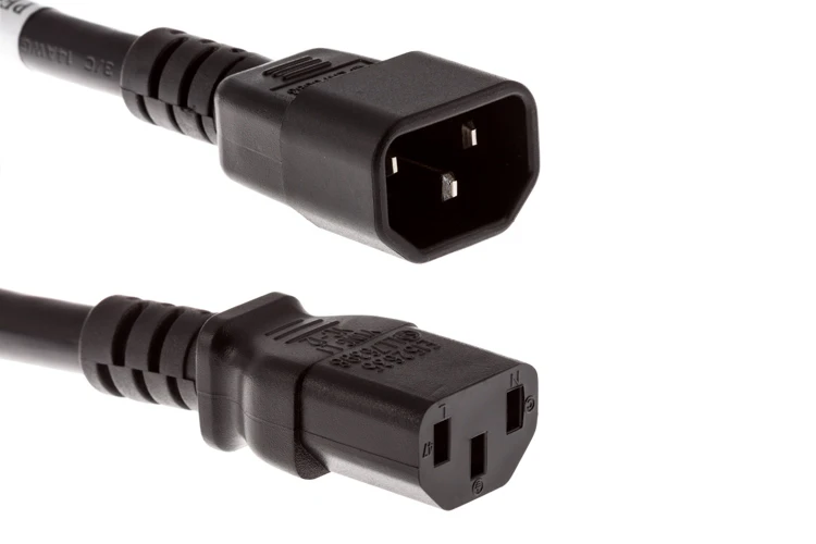 AC Power Cord, C14 to C13, 14 AWG, 3ft, Black