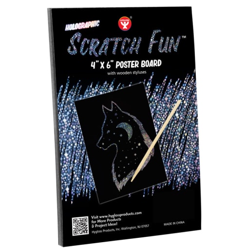Holographic Scratch Fun Poster Board 4" x 6" - 10 sheets with 2 styluses